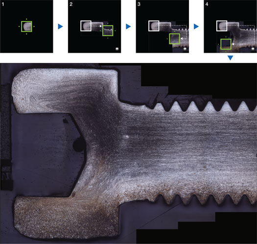 通過手指及鼠標(biāo)等直觀操作，輕松完成拼接效果的“全景攝影”功能（螺栓斷面）